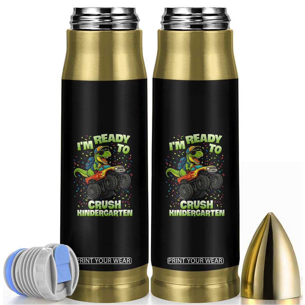 Back To School Boy Dinosaur Bullet Tumbler I Am Ready To Crush Kindergarten TS14 Black Print Your Wear