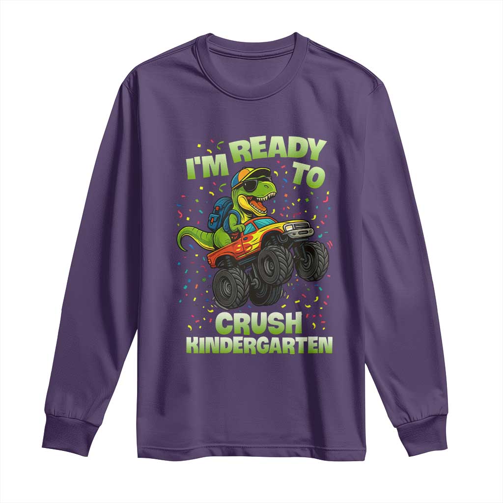 Back To School Boy Dinosaur Long Sleeve Shirt I Am Ready To Crush Kindergarten TS14 Purple Print Your Wear