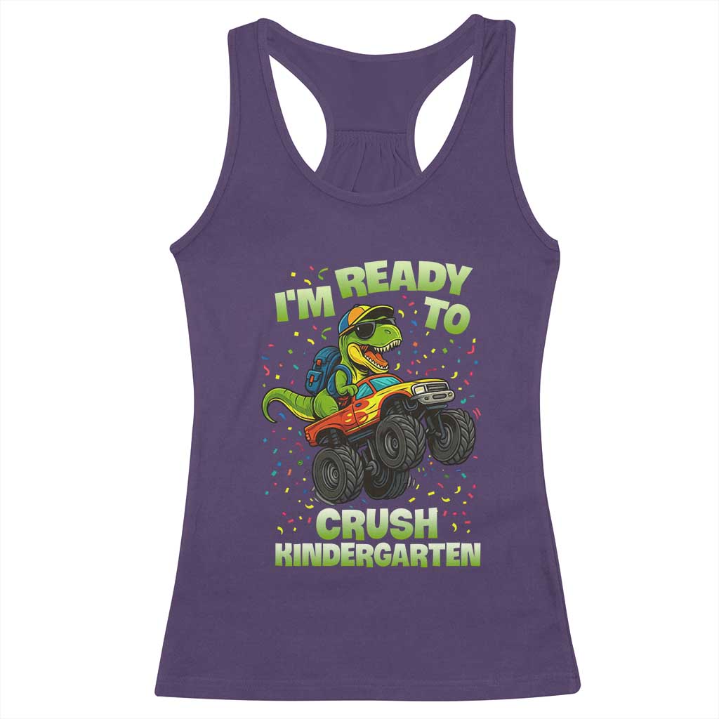 Back To School Boy Dinosaur Racerback Tank Top I Am Ready To Crush Kindergarten TS14 Purple Print Your Wear