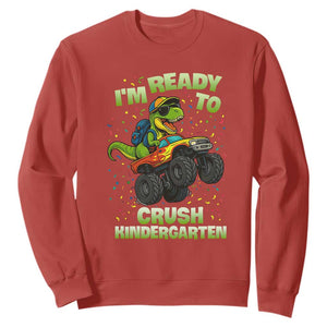 Back To School Boy Dinosaur Sweatshirt I Am Ready To Crush Kindergarten TS14 Red Print Your Wear