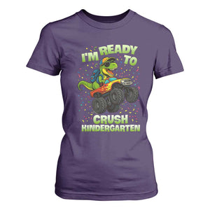 Back To School Boy Dinosaur T Shirt For Women I Am Ready To Crush Kindergarten TS14 Purple Print Your Wear