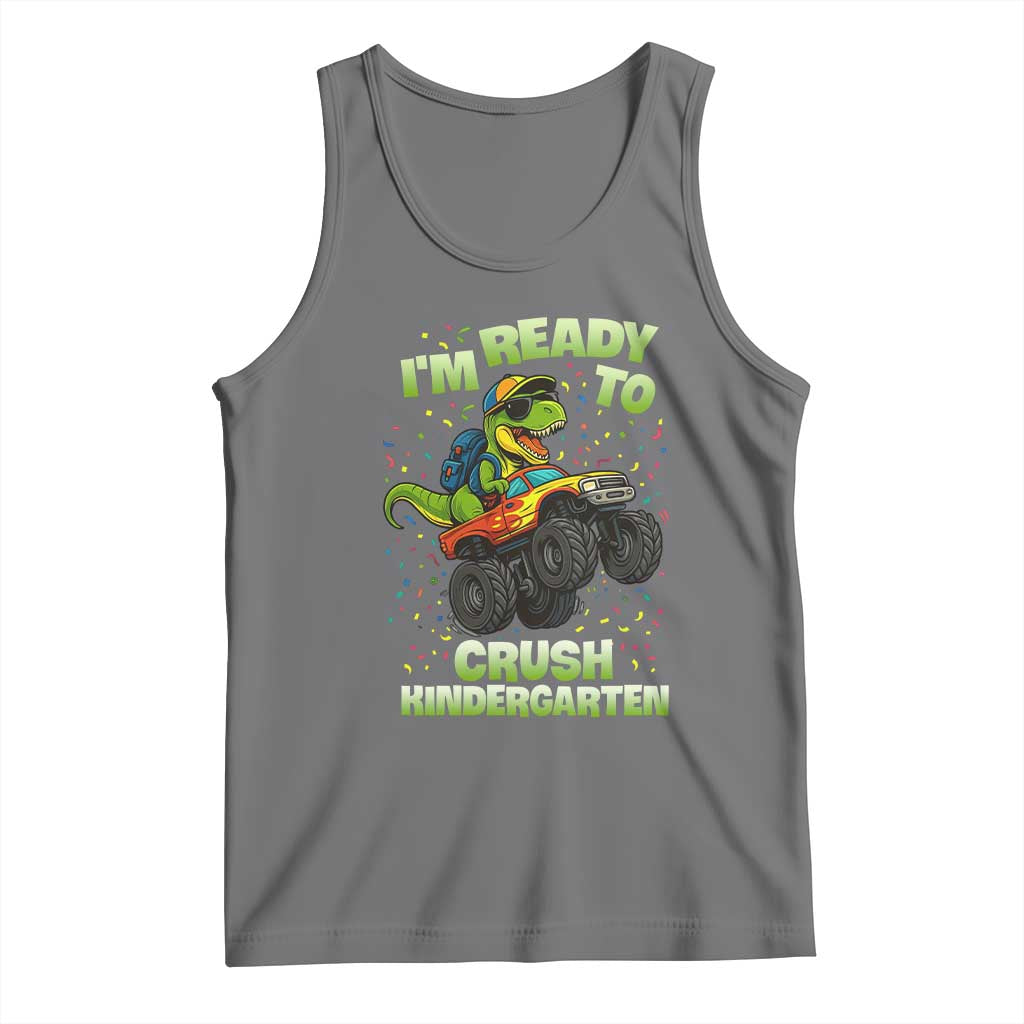 Back To School Boy Dinosaur Tank Top I Am Ready To Crush Kindergarten TS14 Black Heather Print Your Wear