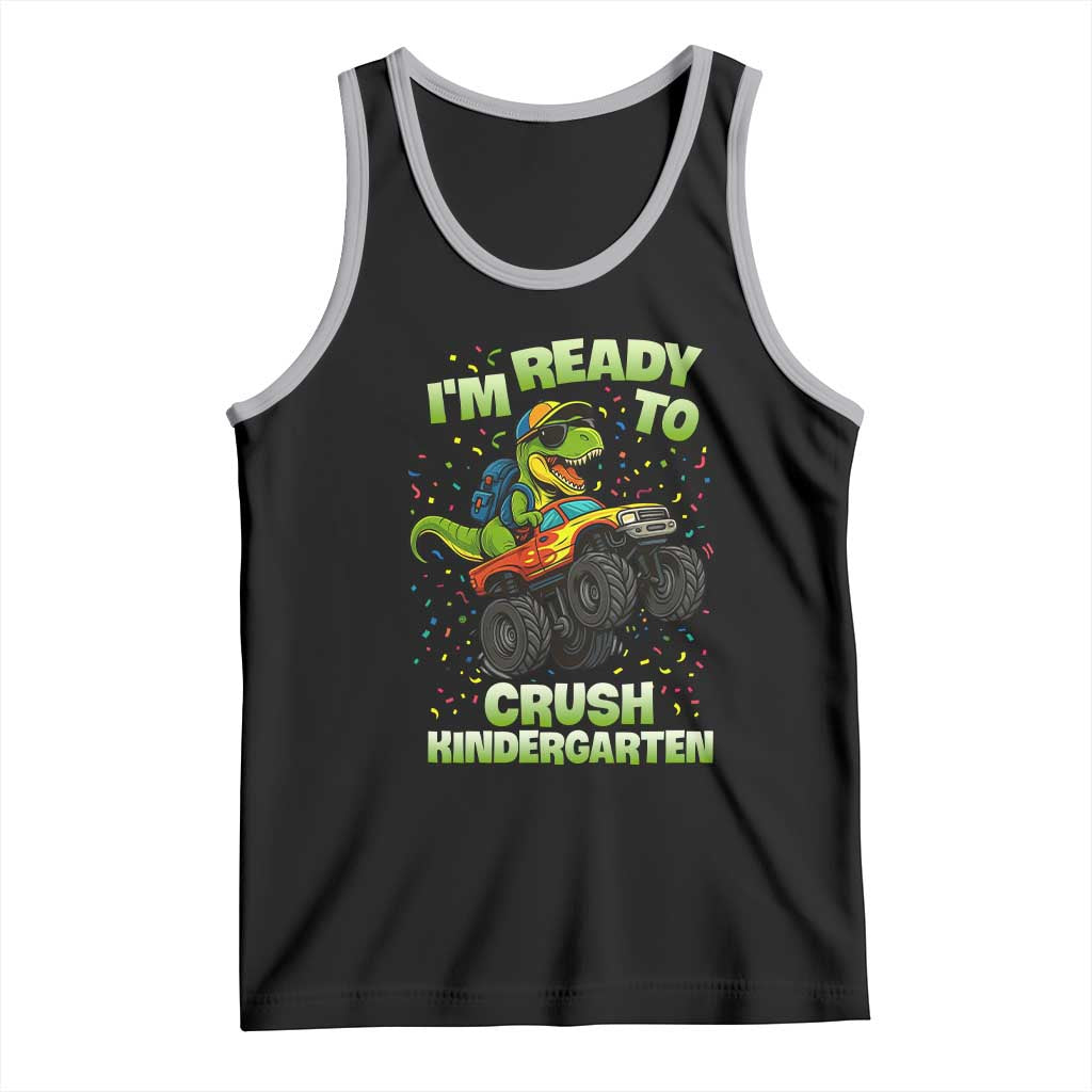 Back To School Boy Dinosaur Tank Top I Am Ready To Crush Kindergarten TS14 Black Athletic Heather Print Your Wear