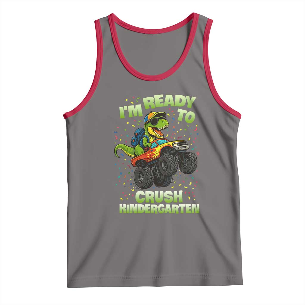 Back To School Boy Dinosaur Tank Top I Am Ready To Crush Kindergarten TS14 Deep Heather Red Print Your Wear