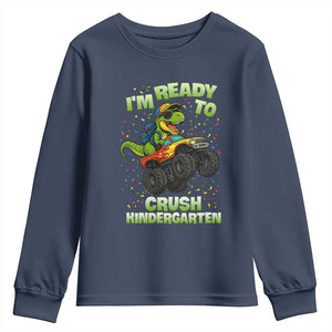 Back To School Boy Dinosaur Youth Sweatshirt I Am Ready To Crush Kindergarten TS14 Navy Print Your Wear