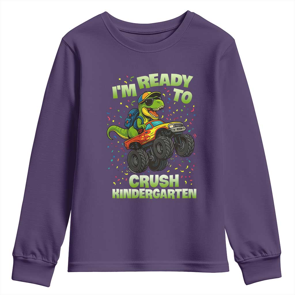 Back To School Boy Dinosaur Youth Sweatshirt I Am Ready To Crush Kindergarten TS14 Purple Print Your Wear