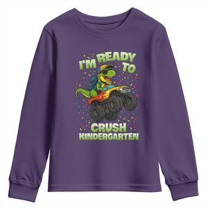 Back To School Boy Dinosaur Youth Sweatshirt I Am Ready To Crush Kindergarten TS14 Purple Print Your Wear