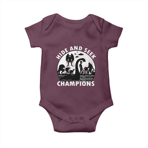 Hide And Seek Champions Baby Onesie Funny Cryptid Cryptozoology TS14 Maroon Print Your Wear