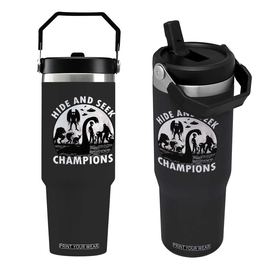 Hide And Seek Champions Flip Straw Tumbler Funny Cryptid Cryptozoology TS14 One Size: 30 oz Black Print Your Wear