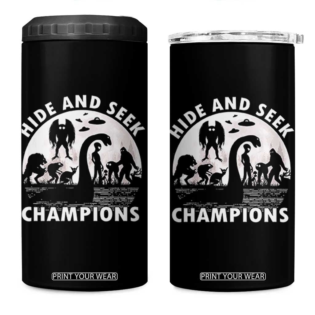 Hide And Seek Champions 4 in 1 Can Cooler Tumbler Funny Cryptid Cryptozoology TS14 One Size: 16 oz Black Print Your Wear