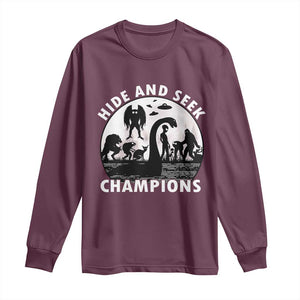 Hide And Seek Champions Long Sleeve Shirt Funny Cryptid Cryptozoology TS14 Maroon Print Your Wear