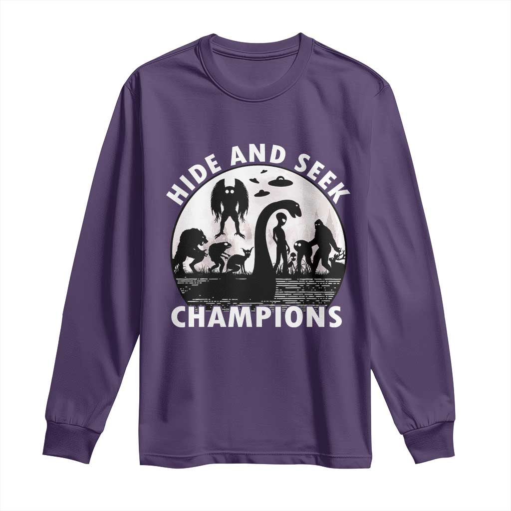 Hide And Seek Champions Long Sleeve Shirt Funny Cryptid Cryptozoology TS14 Purple Print Your Wear