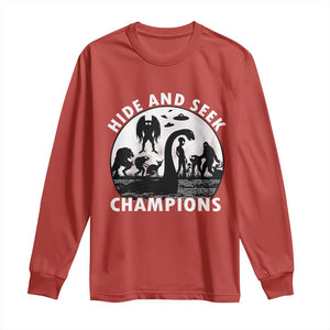 Hide And Seek Champions Long Sleeve Shirt Funny Cryptid Cryptozoology TS14 Red Print Your Wear