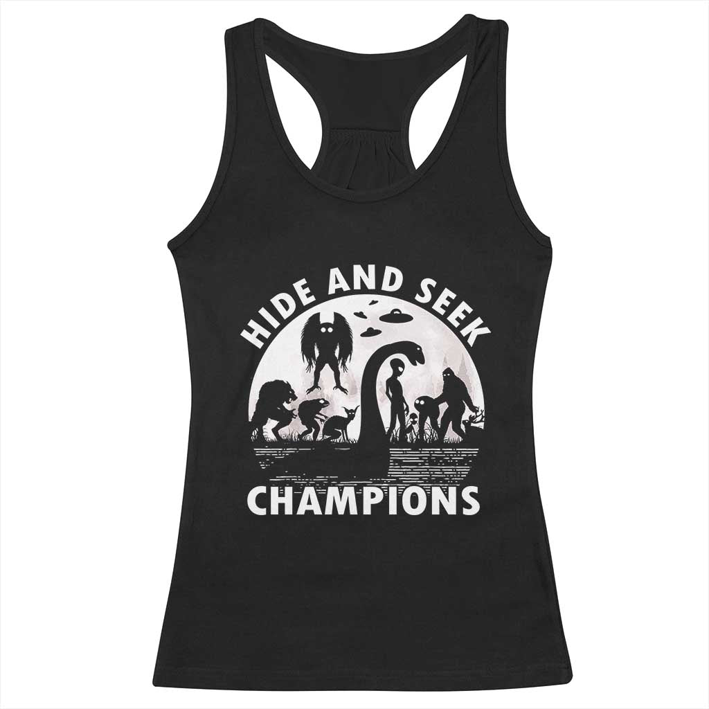 Hide And Seek Champions Racerback Tank Top Funny Cryptid Cryptozoology TS14 Black Print Your Wear