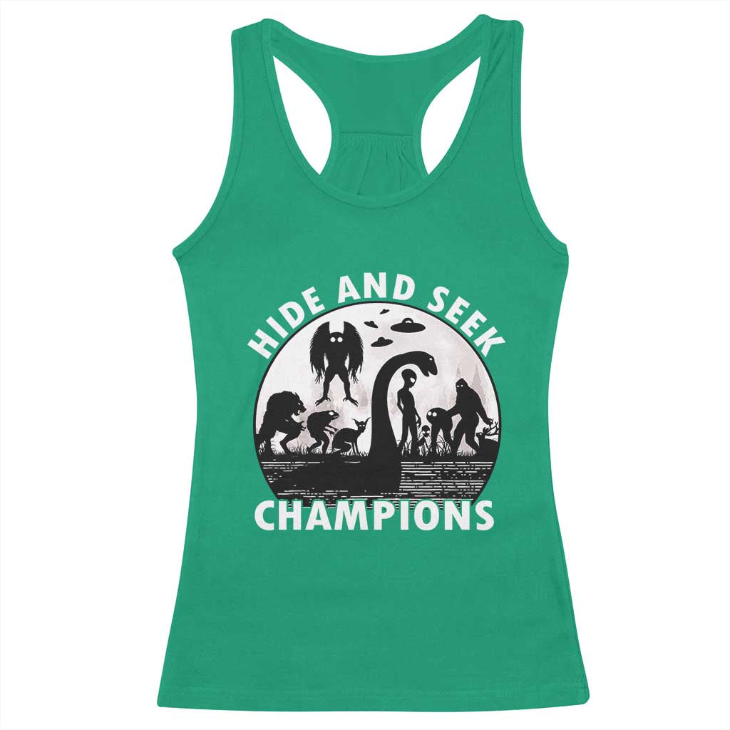 Hide And Seek Champions Racerback Tank Top Funny Cryptid Cryptozoology TS14 Irish Green Print Your Wear