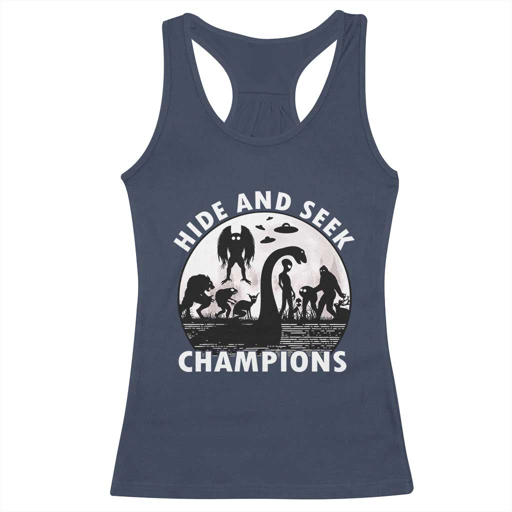 Hide And Seek Champions Racerback Tank Top Funny Cryptid Cryptozoology TS14 Navy Print Your Wear