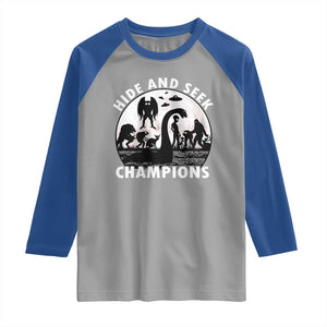 Hide And Seek Champions Raglan Shirt Funny Cryptid Cryptozoology TS14 Sport Gray Royal Print Your Wear