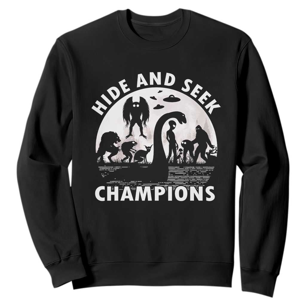 Hide And Seek Champions Sweatshirt Funny Cryptid Cryptozoology TS14 Black Print Your Wear