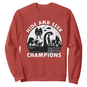 Hide And Seek Champions Sweatshirt Funny Cryptid Cryptozoology TS14 Red Print Your Wear