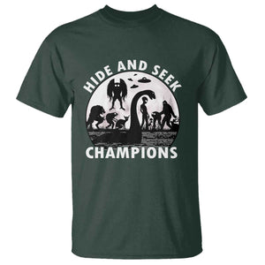 Hide And Seek Champions T Shirt Funny Cryptid Cryptozoology TS14 Dark Forest Green Print Your Wear
