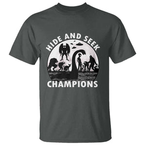 Hide And Seek Champions T Shirt Funny Cryptid Cryptozoology TS14 Dark Heather Print Your Wear