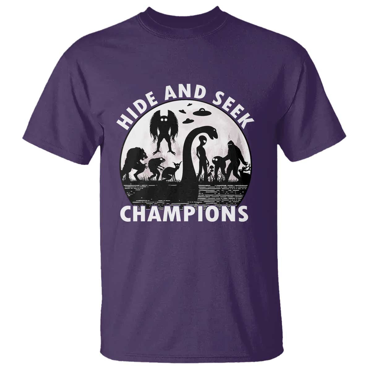 Hide And Seek Champions T Shirt Funny Cryptid Cryptozoology TS14 Purple Print Your Wear