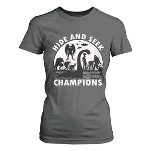 Hide And Seek Champions T Shirt For Women Funny Cryptid Cryptozoology TS14 Dark Heather Print Your Wear