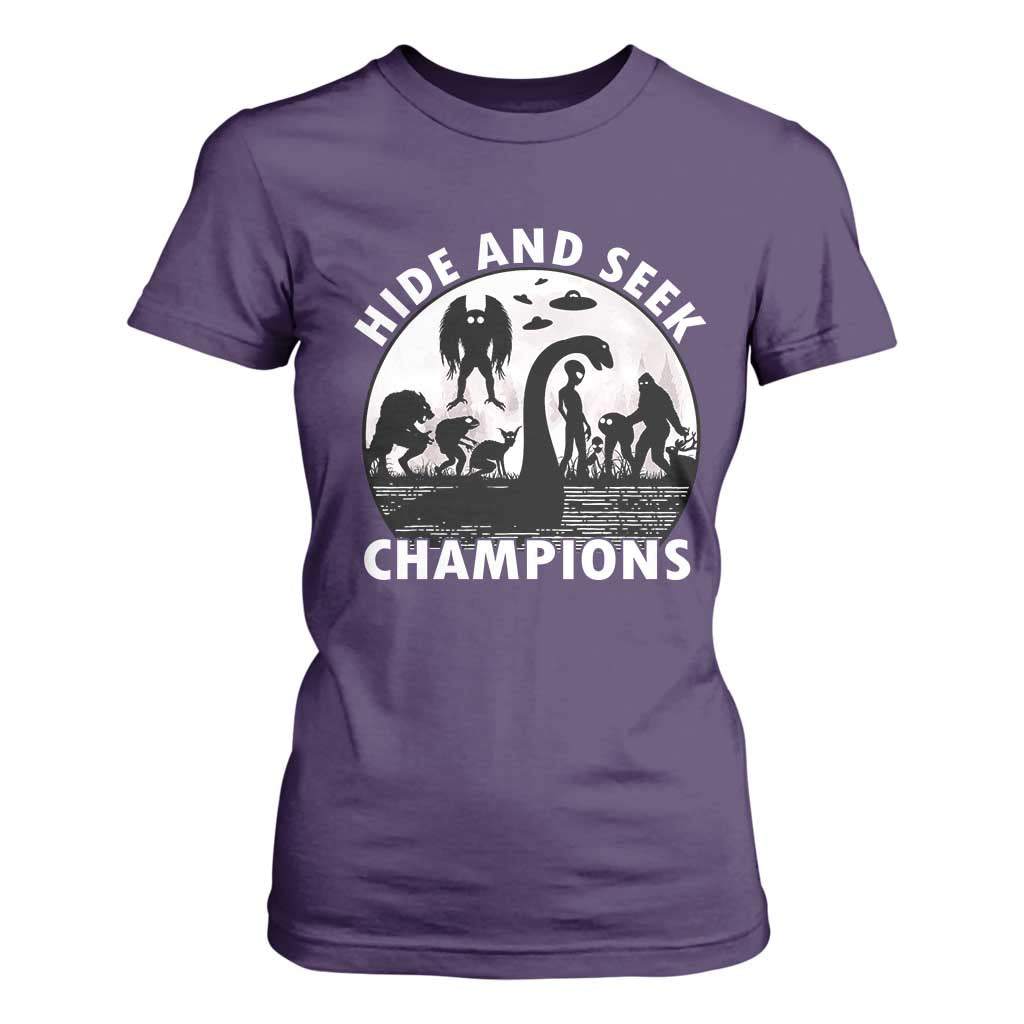 Hide And Seek Champions T Shirt For Women Funny Cryptid Cryptozoology TS14 Purple Print Your Wear