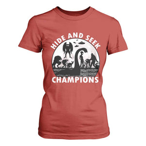 Hide And Seek Champions T Shirt For Women Funny Cryptid Cryptozoology TS14 Red Print Your Wear