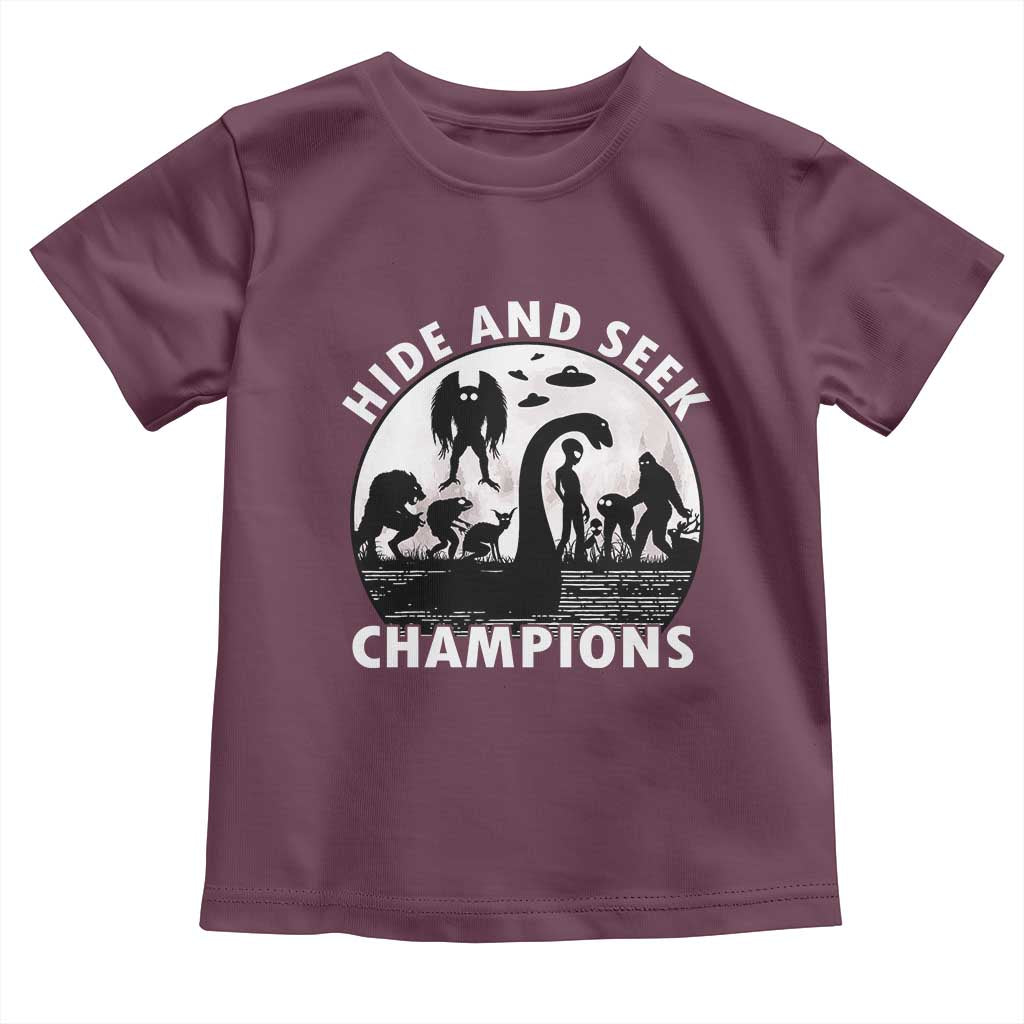 Hide And Seek Champions Toddler T Shirt Funny Cryptid Cryptozoology TS14 Maroon Print Your Wear