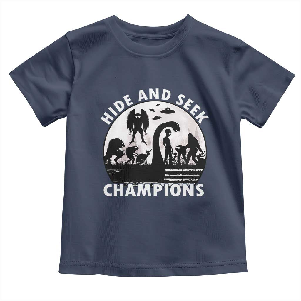 Hide And Seek Champions Toddler T Shirt Funny Cryptid Cryptozoology TS14 Navy Print Your Wear