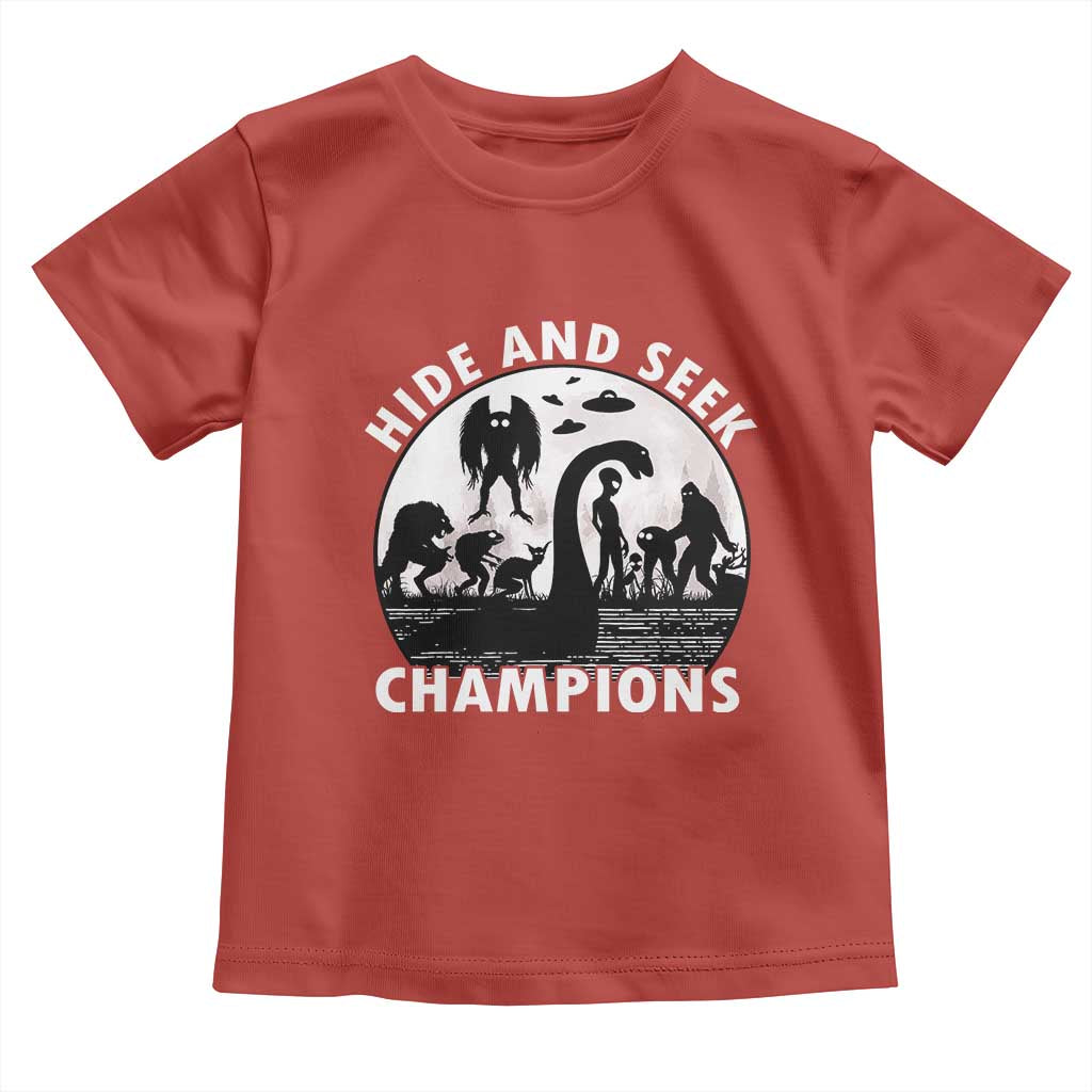Hide And Seek Champions Toddler T Shirt Funny Cryptid Cryptozoology TS14 Red Print Your Wear