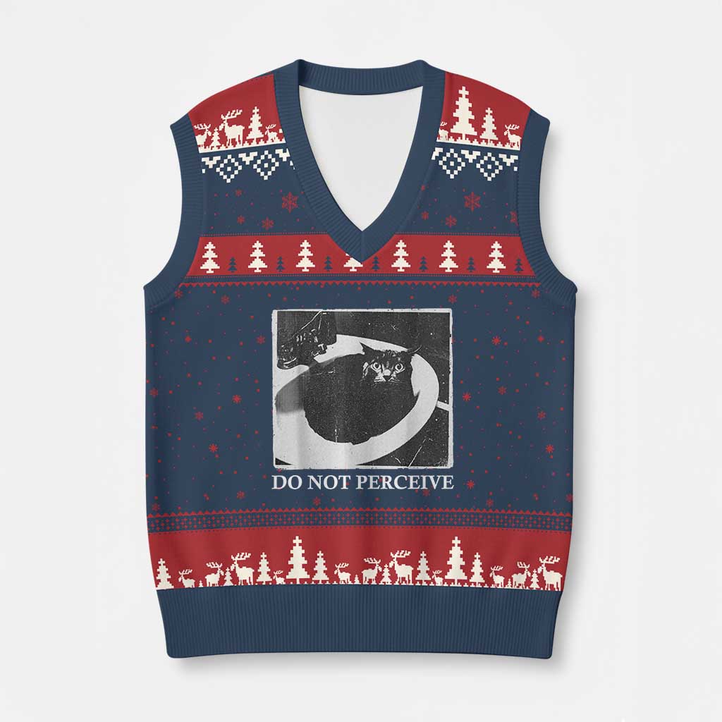 Do Not Perceive Me Funny Meme Cat Lover V-Neck Knit Sweater Vest Funny Cat Sarcstic Meme