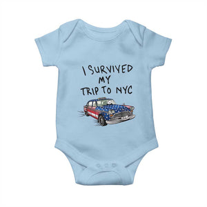 I Survived My Trip to NYC Baby Onesie Funny New York City USA Flag Taxi Meme Gift