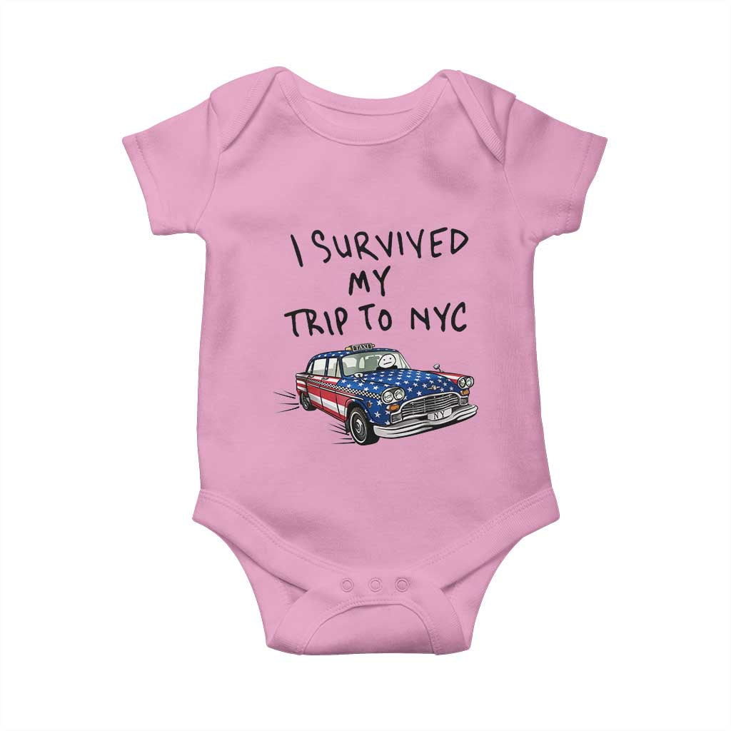 I Survived My Trip to NYC Baby Onesie Funny New York City USA Flag Taxi Meme Gift