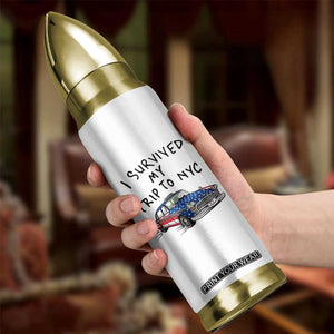 I Survived My Trip to NYC Bullet Tumbler Funny New York City USA Flag Taxi Meme Gift