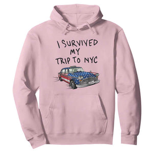 I Survived My Trip to NYC Hoodie Funny New York City USA Flag Taxi Meme Gift