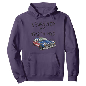 I Survived My Trip to NYC Hoodie Funny New York City USA Flag Taxi Meme Gift