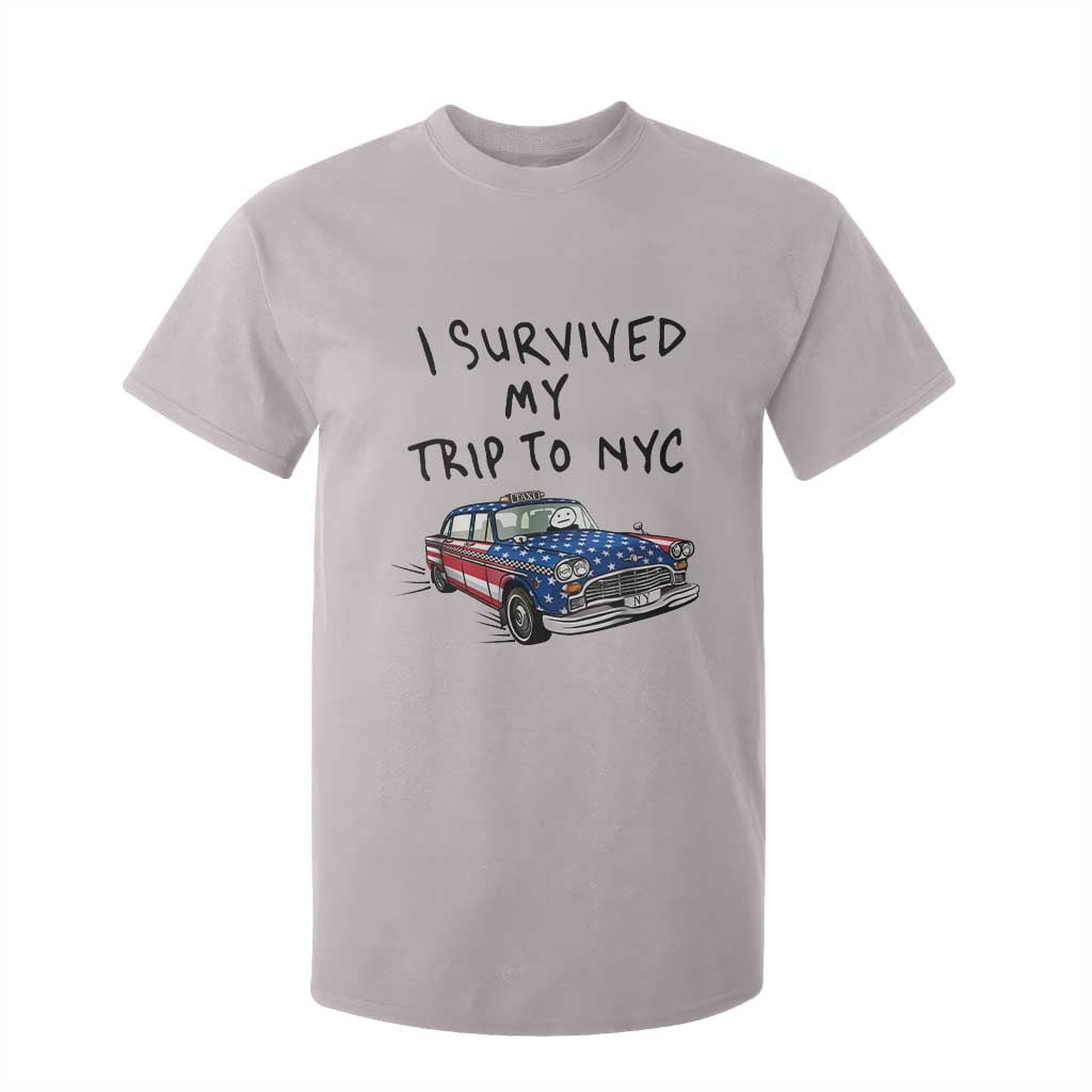 I Survived My Trip to NYC T Shirt For Kid Funny New York City USA Flag Taxi Meme Gift