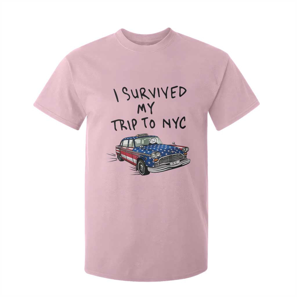 I Survived My Trip to NYC T Shirt For Kid Funny New York City USA Flag Taxi Meme Gift
