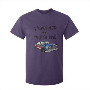I Survived My Trip to NYC T Shirt For Kid Funny New York City USA Flag Taxi Meme Gift