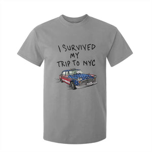 I Survived My Trip to NYC T Shirt For Kid Funny New York City USA Flag Taxi Meme Gift