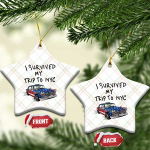 I Survived My Trip to NYC Ceramic Ornament Funny New York City USA Flag Taxi Meme Gift