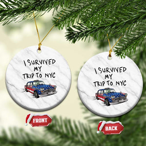 I Survived My Trip to NYC Ceramic Ornament Funny New York City USA Flag Taxi Meme Gift