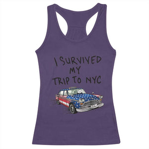 I Survived My Trip to NYC Racerback Tank Top Funny New York City USA Flag Taxi Meme Gift