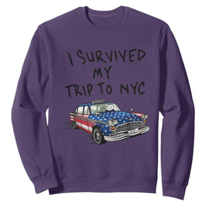 I Survived My Trip to NYC Sweatshirt Funny New York City USA Flag Taxi Meme Gift