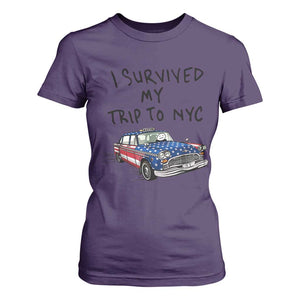 I Survived My Trip to NYC T Shirt For Women Funny New York City USA Flag Taxi Meme Gift