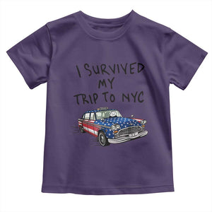 I Survived My Trip to NYC Toddler T Shirt Funny New York City USA Flag Taxi Meme Gift