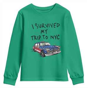 I Survived My Trip to NYC Youth Sweatshirt Funny New York City USA Flag Taxi Meme Gift