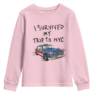 I Survived My Trip to NYC Youth Sweatshirt Funny New York City USA Flag Taxi Meme Gift
